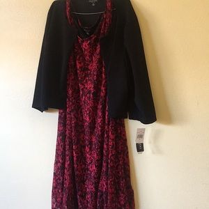 2 pc set woman dress color red and black combinations